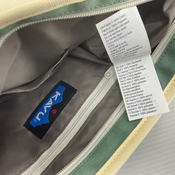 Kavu Cream Teal Cotton Rope Strap Crossbody Bag Purse Women’s Preowned - Picture 3 of 5